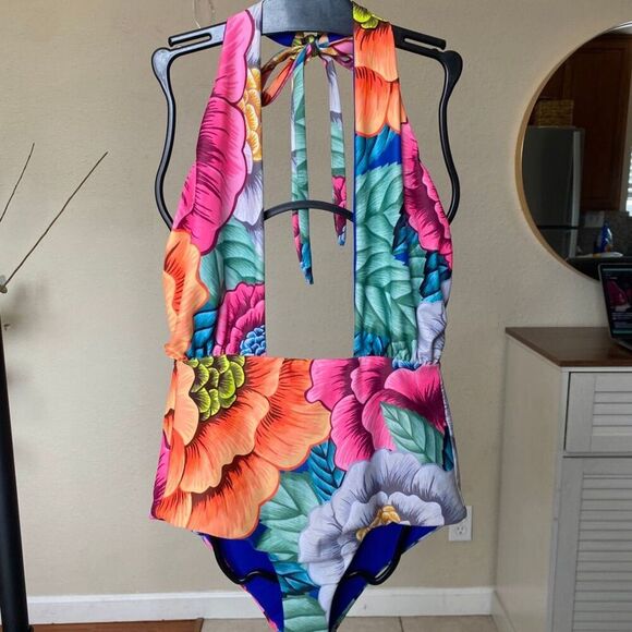 Mara Hoffman floral one piece bathing suit "Flora" Halter size S - Picture 9 of 16